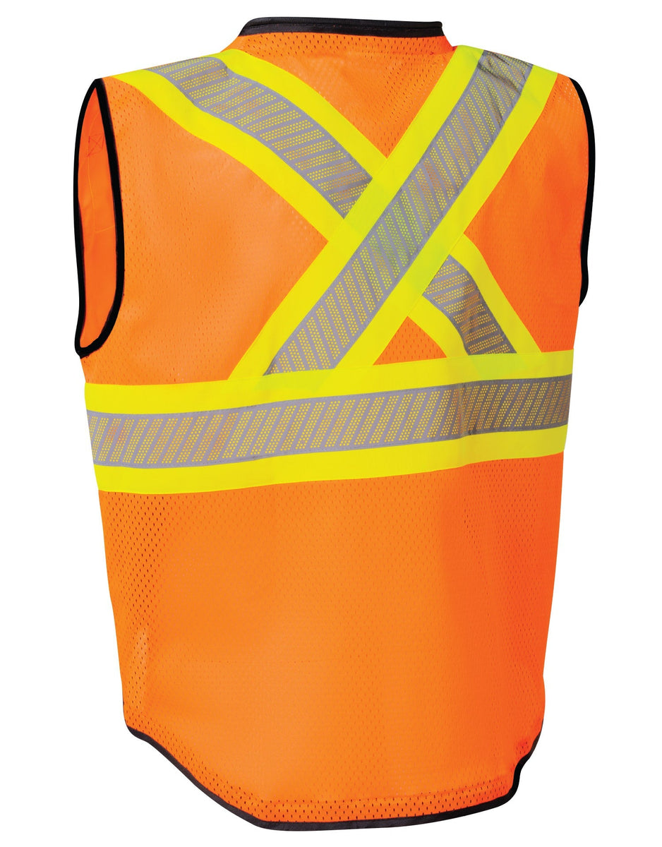 HiVis Safety Vest with Zipper Front and Perforated Reflective Tape