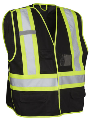 5-Point Tear-Away Hi Vis Traffic Safety Vest, Tricot Polyester, 3 Sizes - Hi Vis Safety