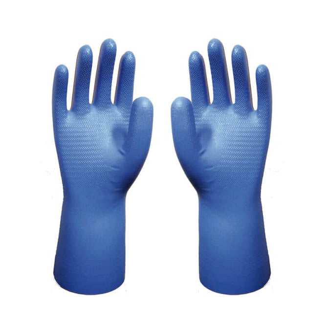12" Chemical Resistant Gloves, Blue Unlined Nitrile