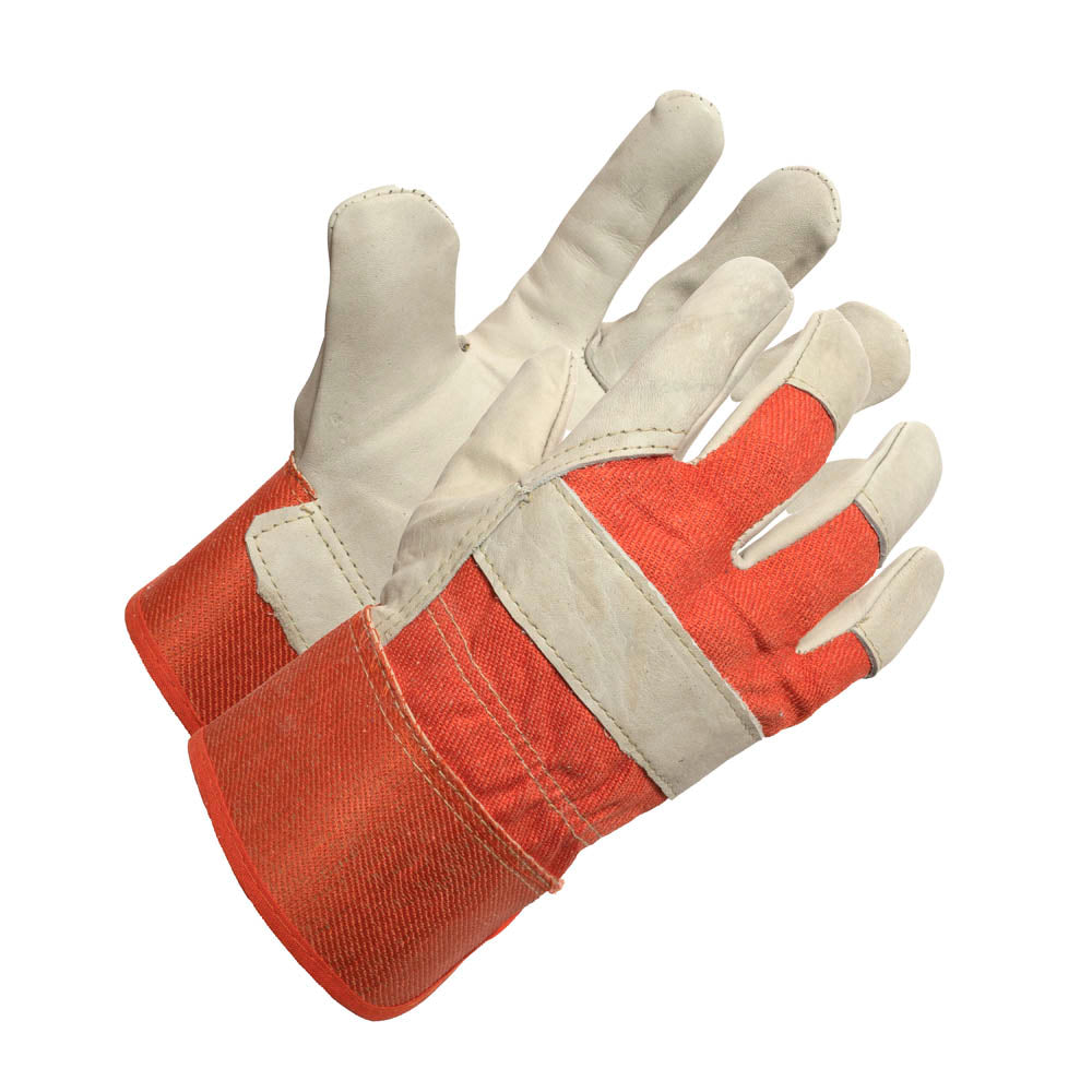 Ladies Cow Grain Work Glove with Rubberized Cuff