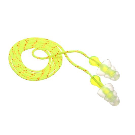 3M™ Tri-Flange Earplugs, P3001, yellow, corded