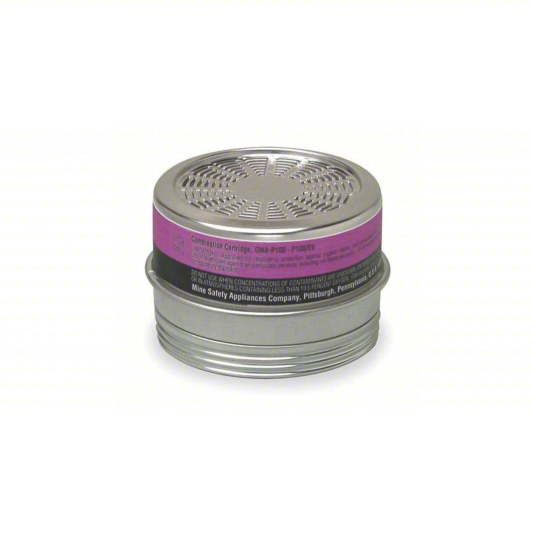 Combination Cartridge/Filter: Organic Vapor (OV)/P100, Black/Magenta Color, Threaded, 6 PK