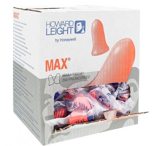 Howard Leight Maximum® Uncorded NR33 Foam Earplugs Box, 200 Pair (Orange)