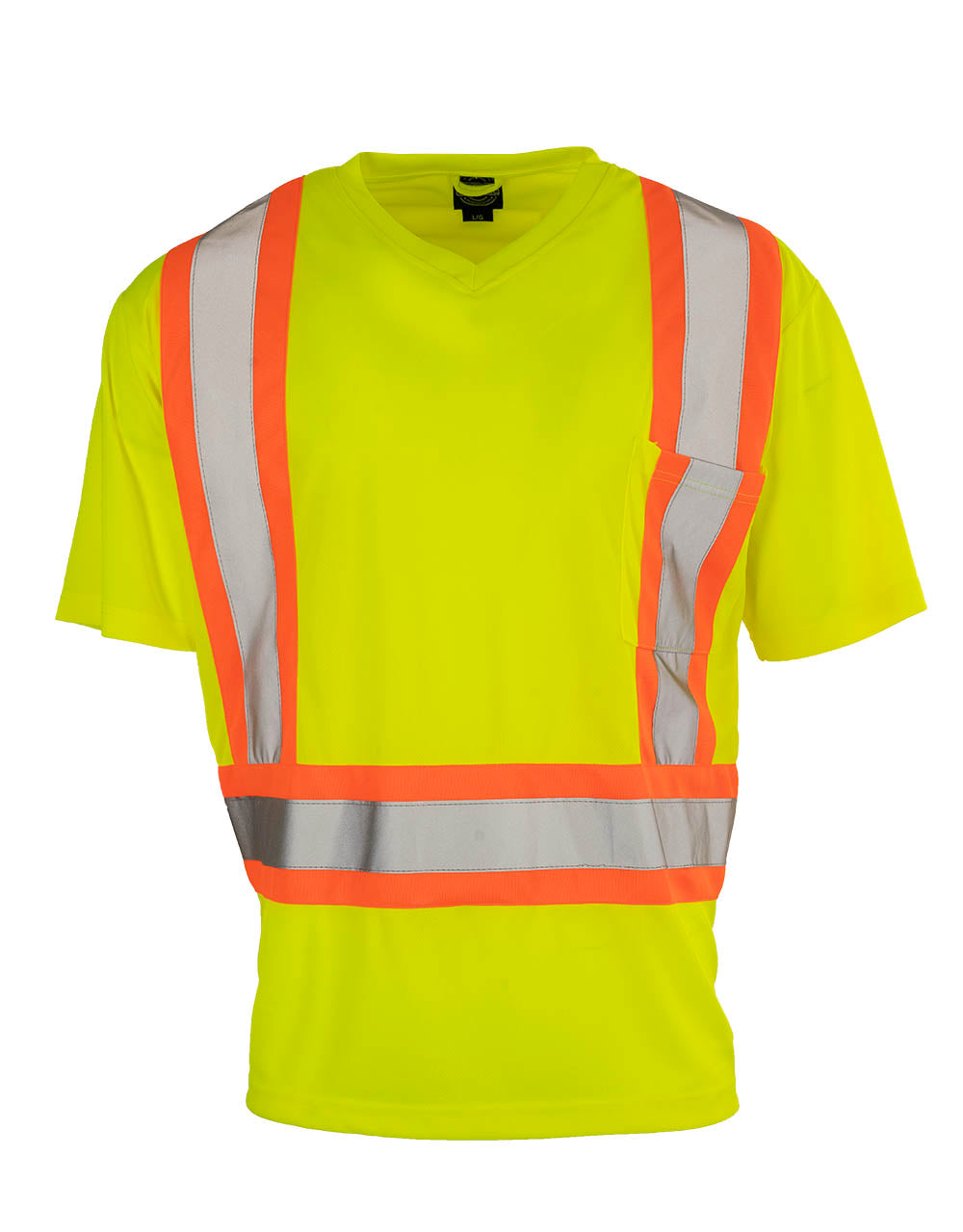 T-shirt de sécurité à manches courtes et col en V haute visibilité