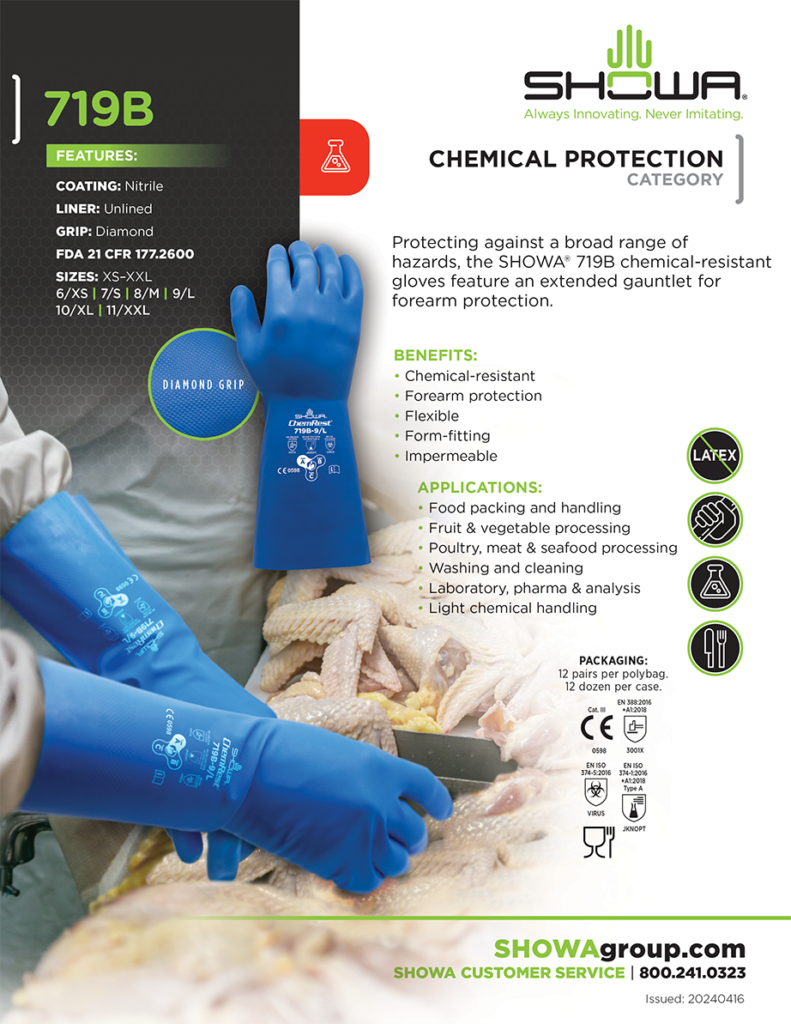SHOWA 737 Nitrile Chemical Resistant Gloves - 15 Inch Safety Gloves With Bisque Grip For Automotive & Industrial Work