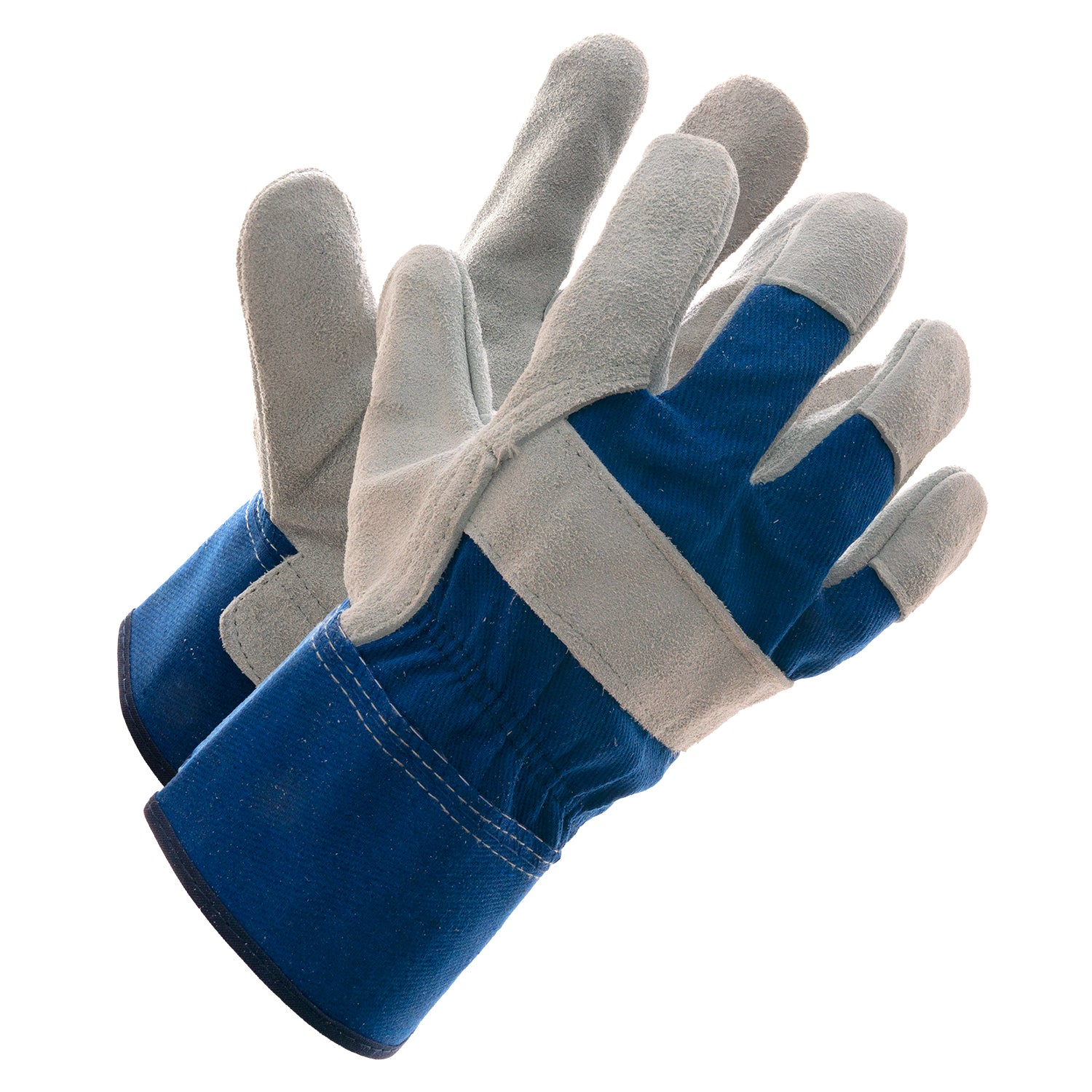Gants de travail "Sureguard" en cuir pleine fleur bleu de première qualité.