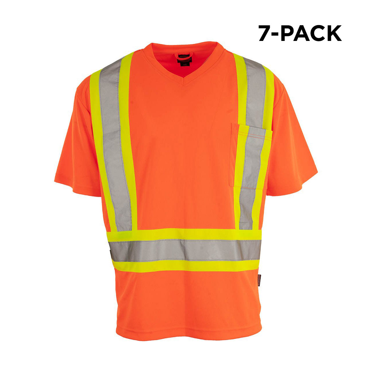 T-shirt de sécurité à manches courtes et col en V orange haute visibilité - Paquet de 7 - Grande taille