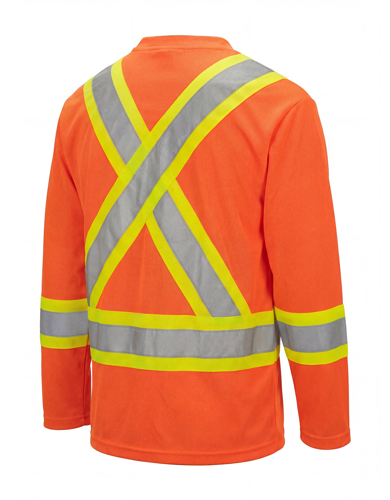 Hi Vis V-Neck Long Sleeve Safety Tee with Chest Pocket