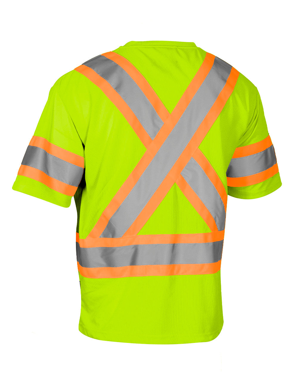 Hi Vis Crew Neck Short Sleeve Safety Tee Shirt with Chest Pocket and A