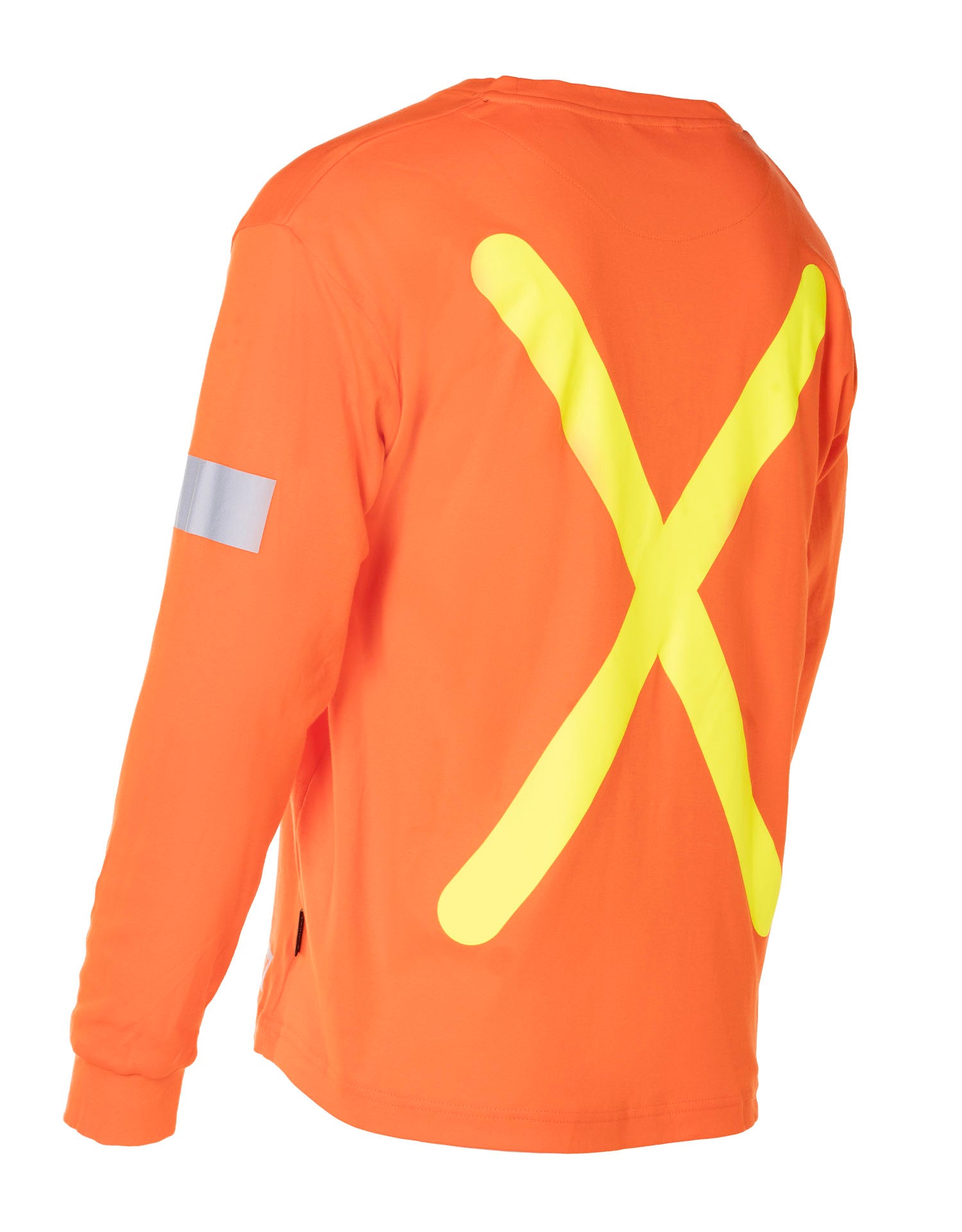 Retro Safety Cotton Long Sleeve Tee With Reflective Arm Striping