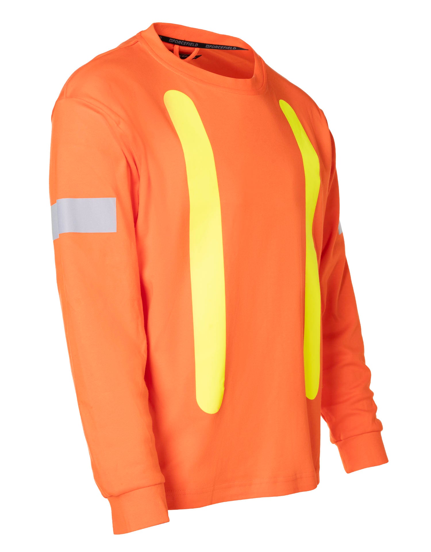 Retro Safety Cotton Long Sleeve Tee With Reflective Arm Striping
