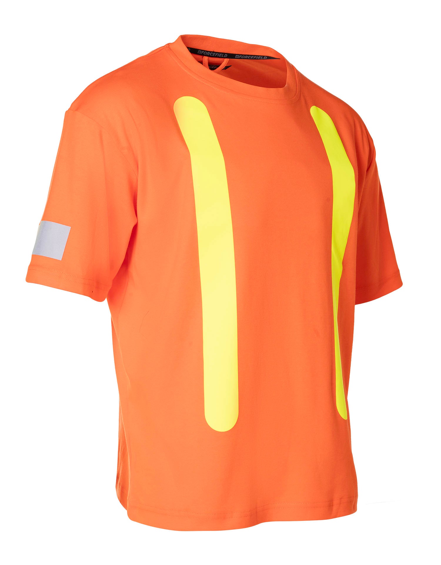 Retro Safety Cotton Short Sleeve Tee With Reflective Arm Striping