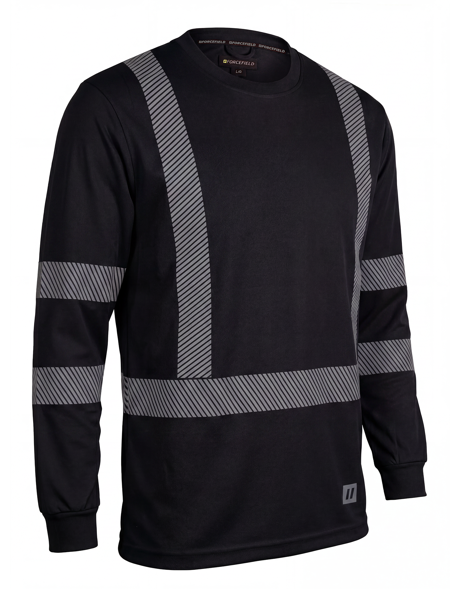Hi Vis Black Crewneck Long Sleeve Ultrasoft Technical Tee