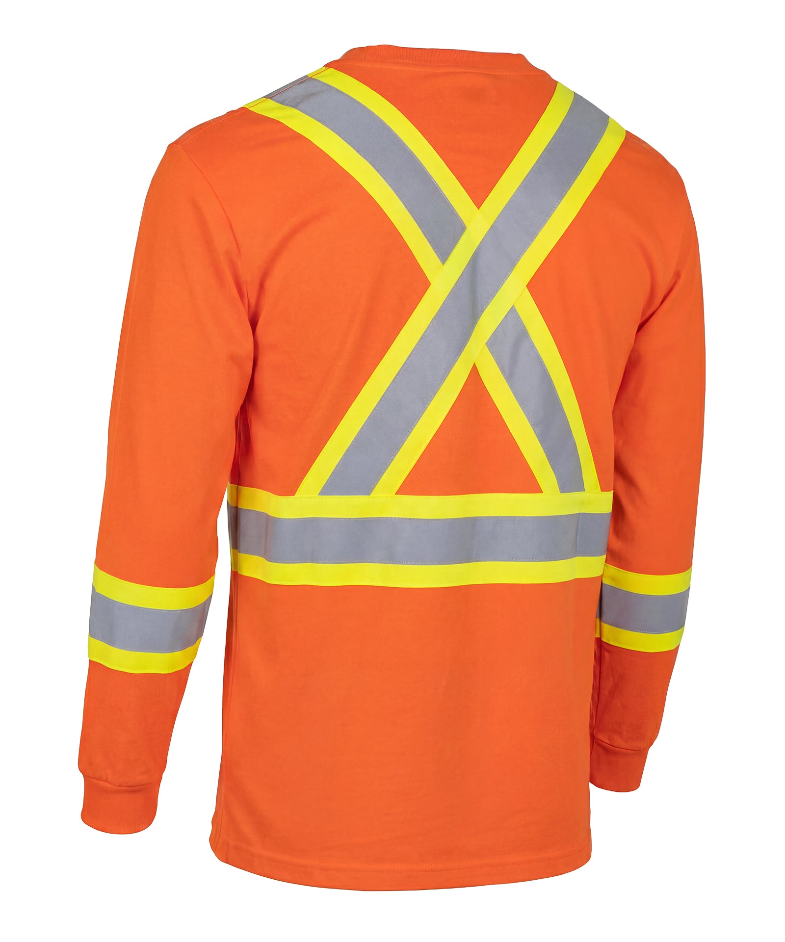 Ultracool Orange Poly/Cotton Crew Neck Long Sleeve Safety Tee Shirt with Chest Pocket