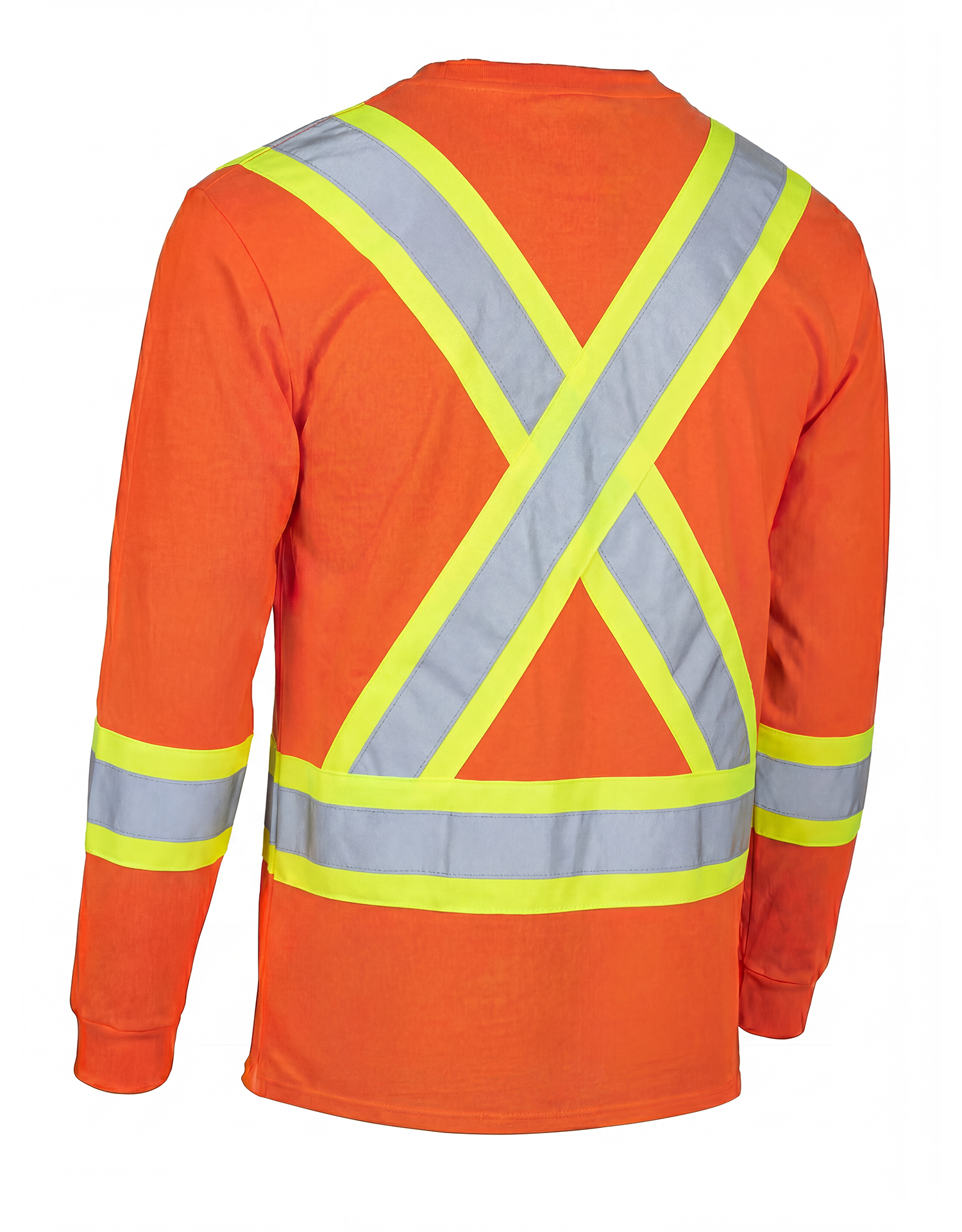 T-shirt de sécurité à manches longues et col rond ultracool orange en poly/coton avec poche poitrine