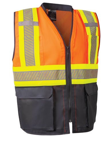 Hi-Vis Safety Vest with Zipper Frontand Perforated Reflective Tape