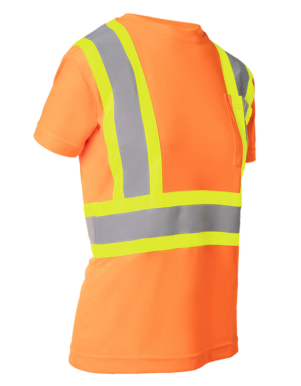 T-shirt de sécurité à manches courtes et col rond pour femme, haute visibilité, avec poche poitrine