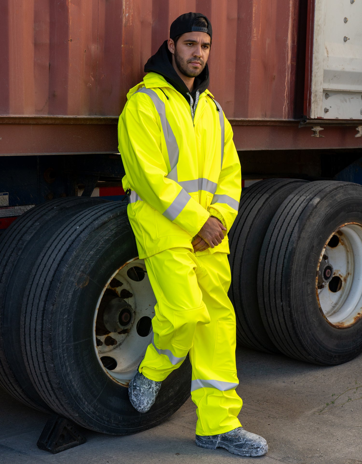 Salopette de pluie de sécurité légère et résistante au feu (FR) haute visibilité