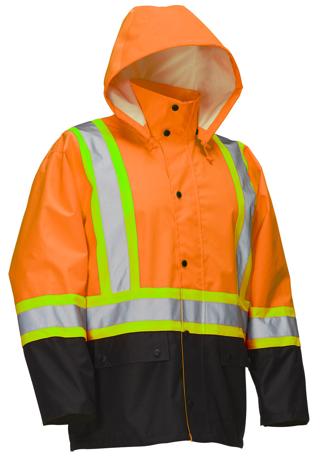 Veste de pluie de sécurité haute visibilité avec capuche amovible