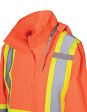 Load image into Gallery viewer, Women&#39;s Hi Vis Safety Rain Jacket with Snap-Off Hood