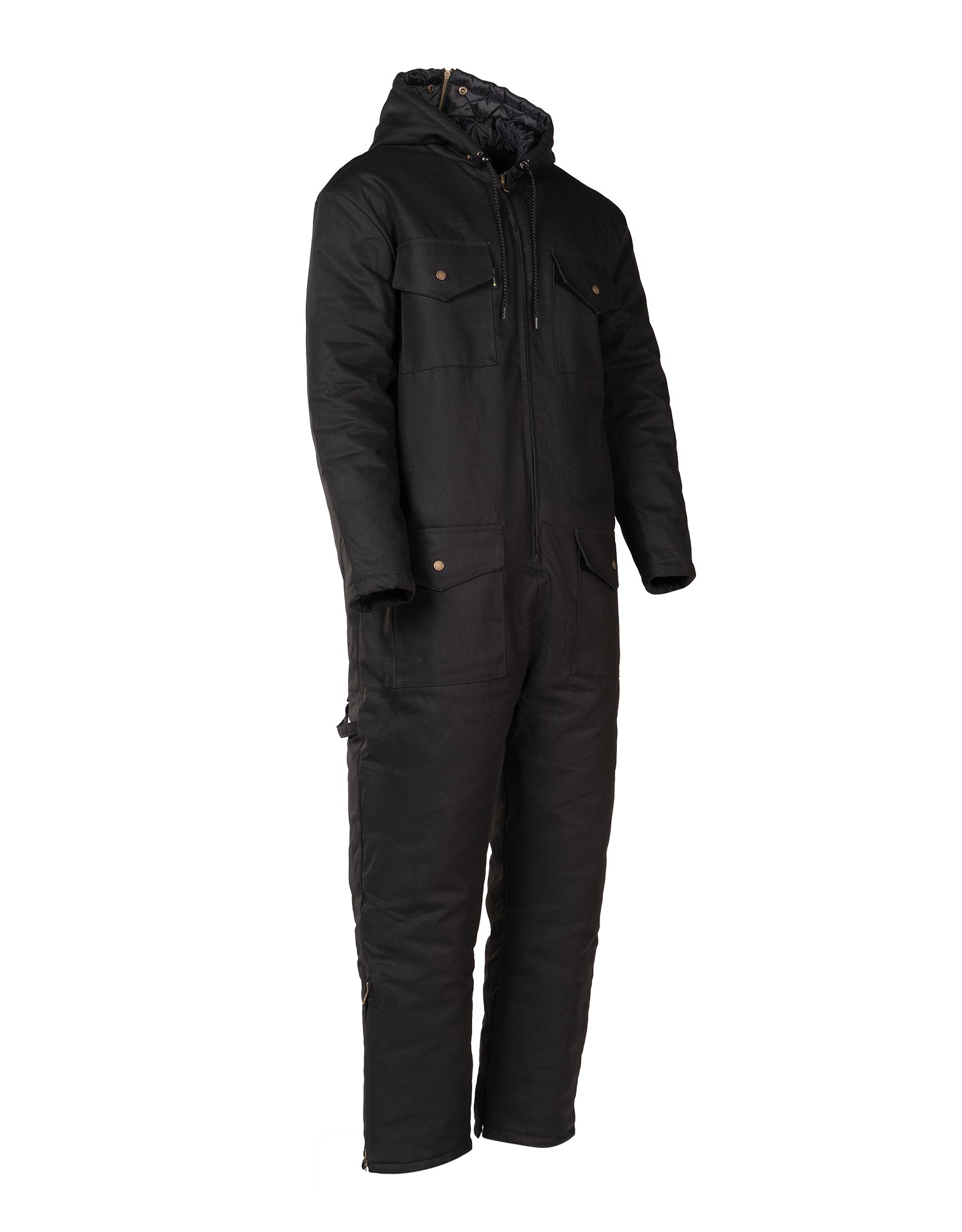 Winter Lined Black Cotton Canvas Coverall