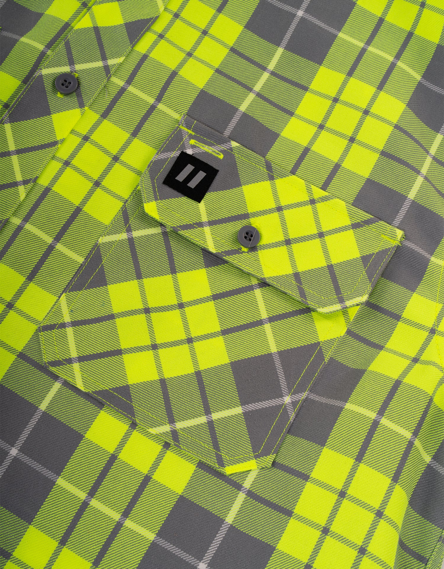 Chemise en flanelle non doublée à carreaux haute visibilité et boutonnée