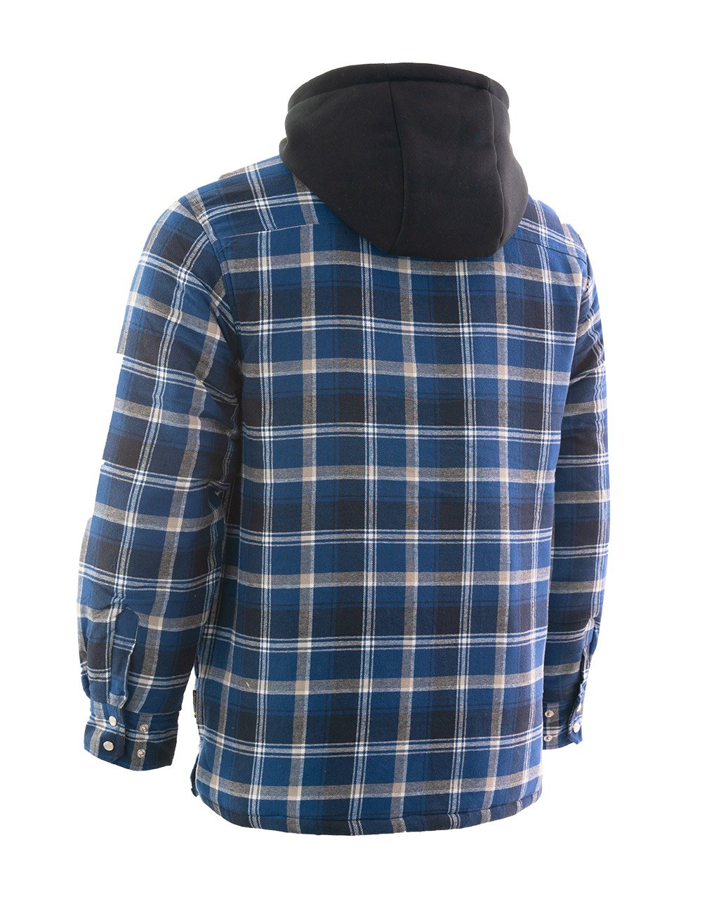 Veste-chemise bleue à capuche en flanelle doublée de sherpa