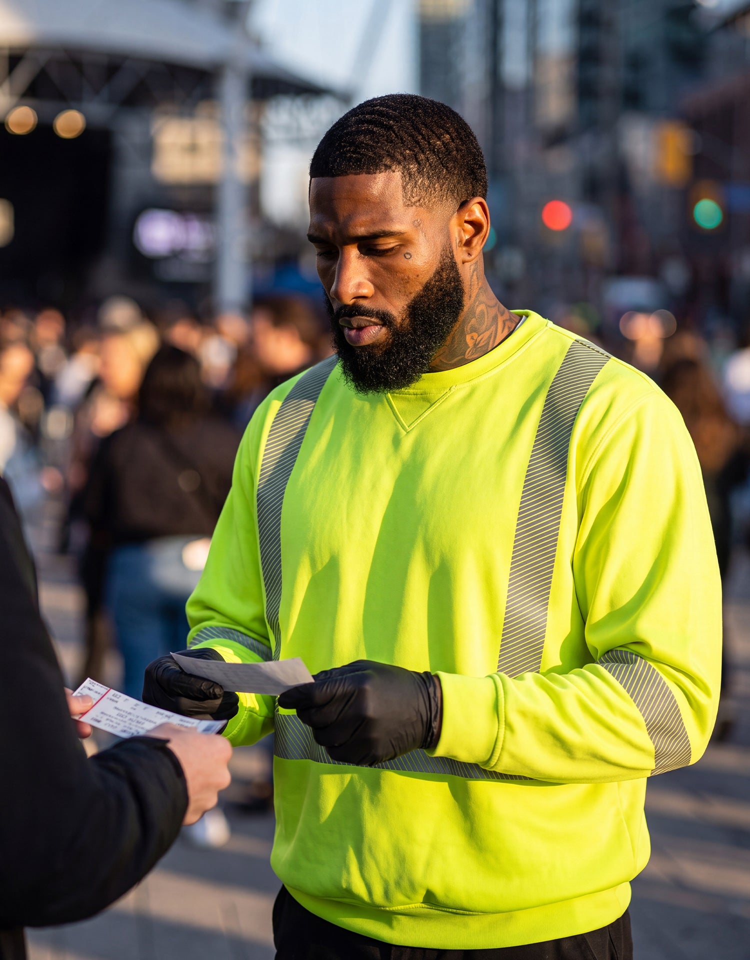 Sweat-shirt col rond haute visibilité avec bandes segmentées