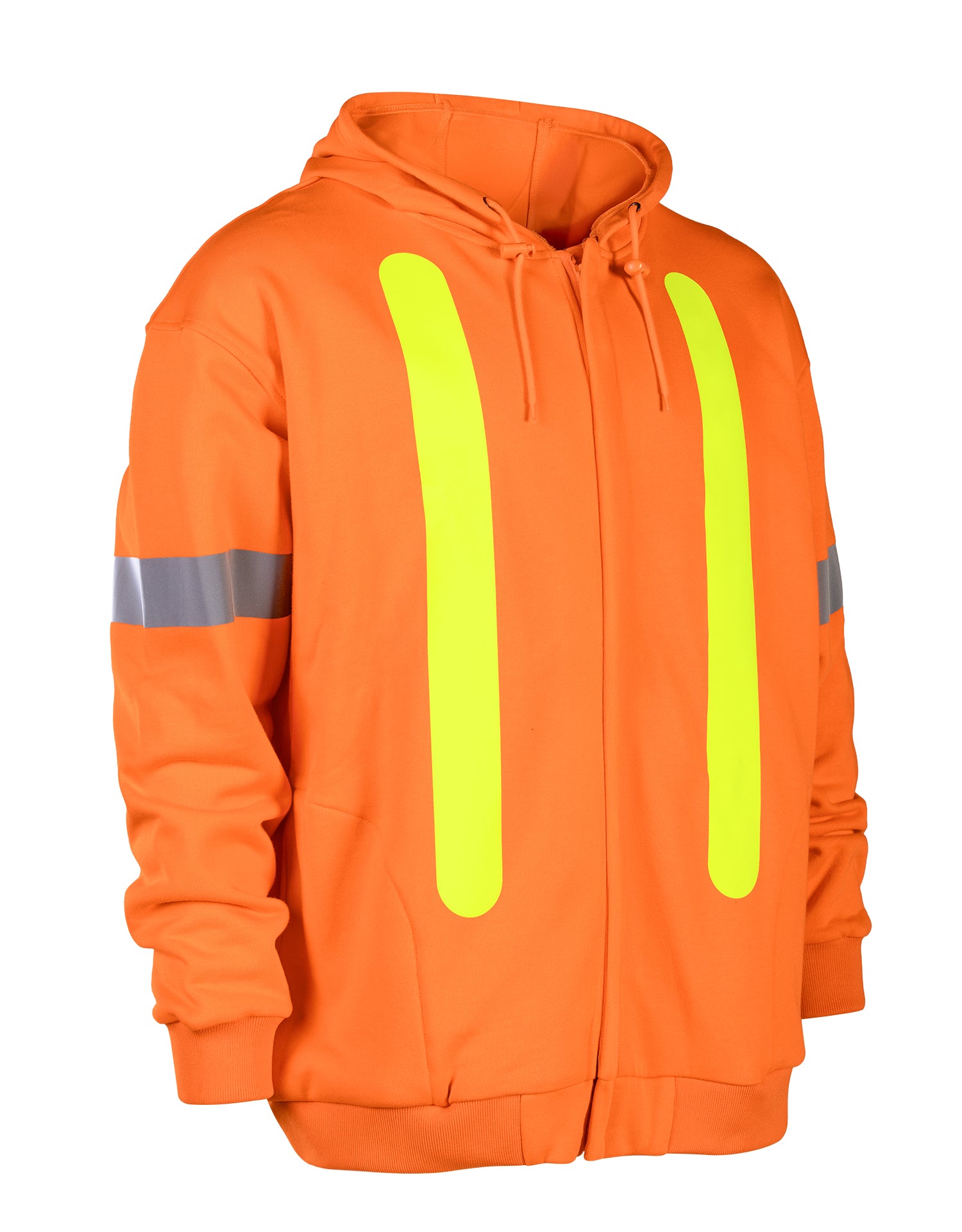 Retro Safety Cotton Hoodie With Reflective Arm Striping