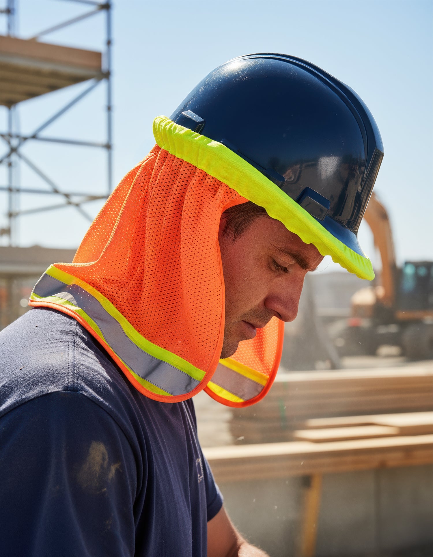 Hi-Vis Reflective Mesh Hard Hat Sun Shade Neck Sheild