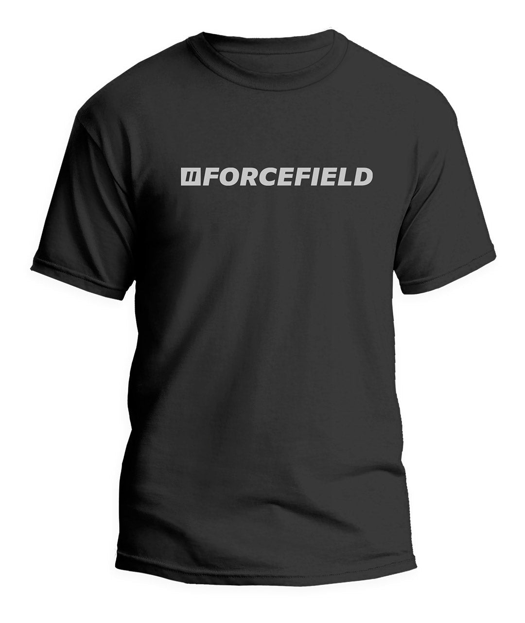 T-shirt graphique noir léger à manches courtes et col rond avec logo Forcefield réfléchissant 