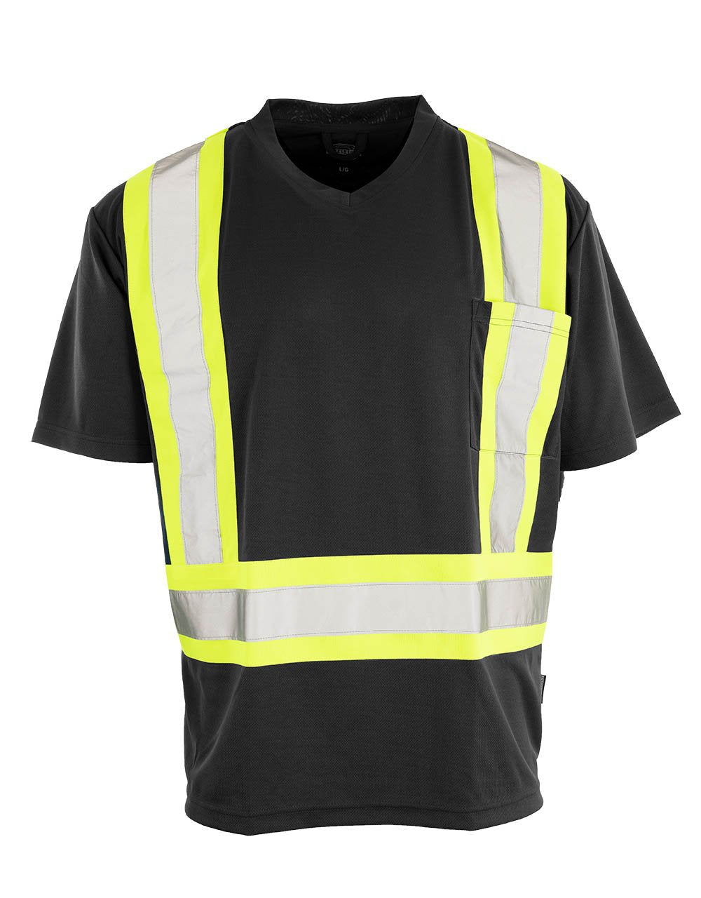 Hi Vis V-Neck Short Sleeve Safety Tee Shirt with 3M Reflective Tape