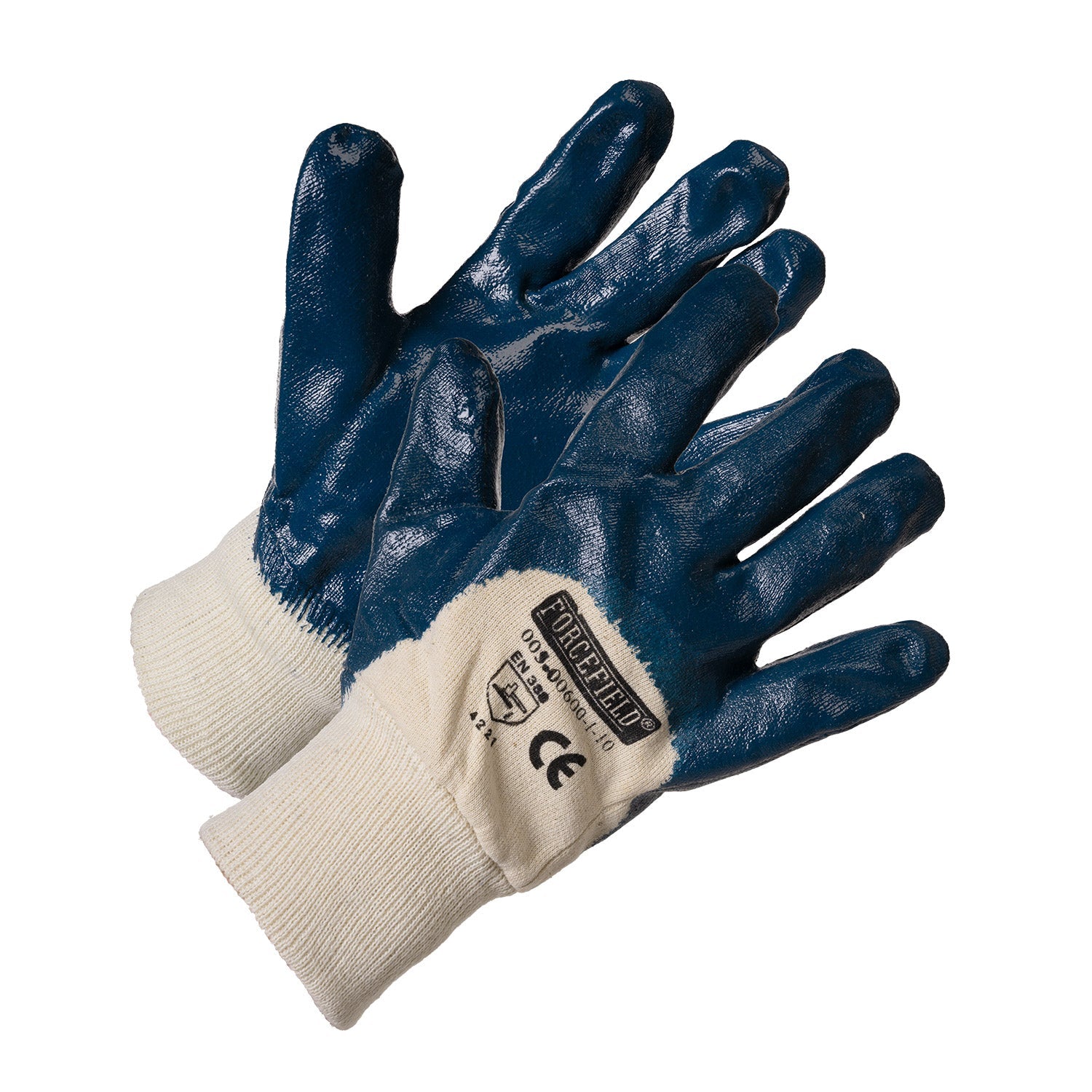 Blue Nitrile 3/4 Palm Coated, Knit Wrist, Large