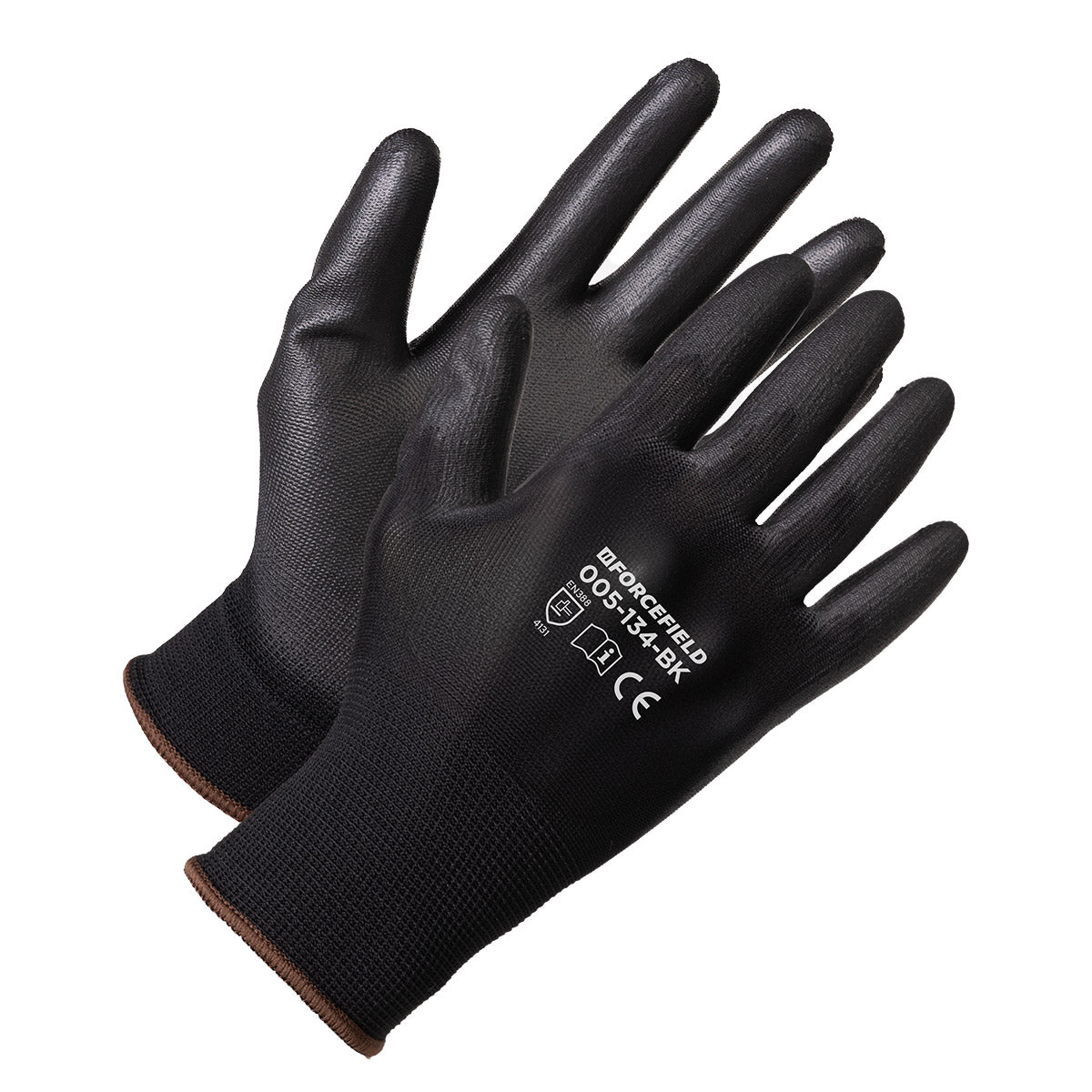 Coated Black Builders Gloves Nylon Work Glove, Polyurethane Palm
