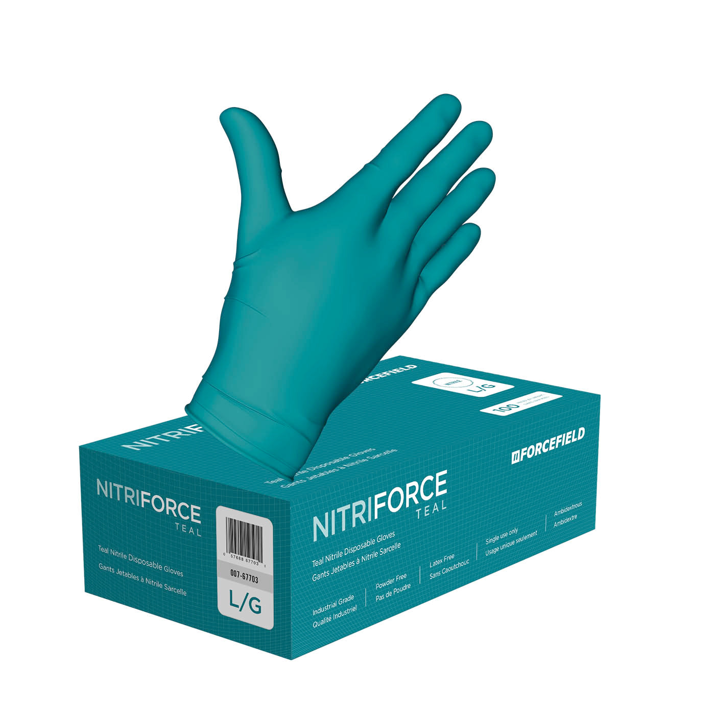 Gants jetables en nitrile NitriForce bleu sarcelle (caisse de 1000 gants) 