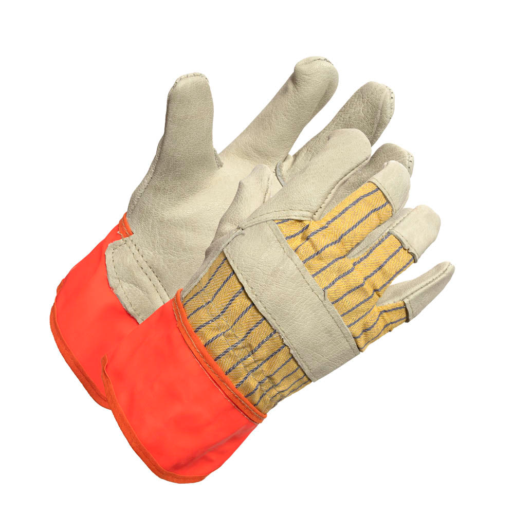 Women's Grain Cowhide Fluorescent Cuff Work Glove