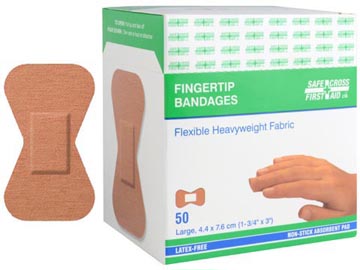 Bandages en tissu, bout des doigts grand, 4,4 x 7,6 cm, poids lourd, 50/boîte 