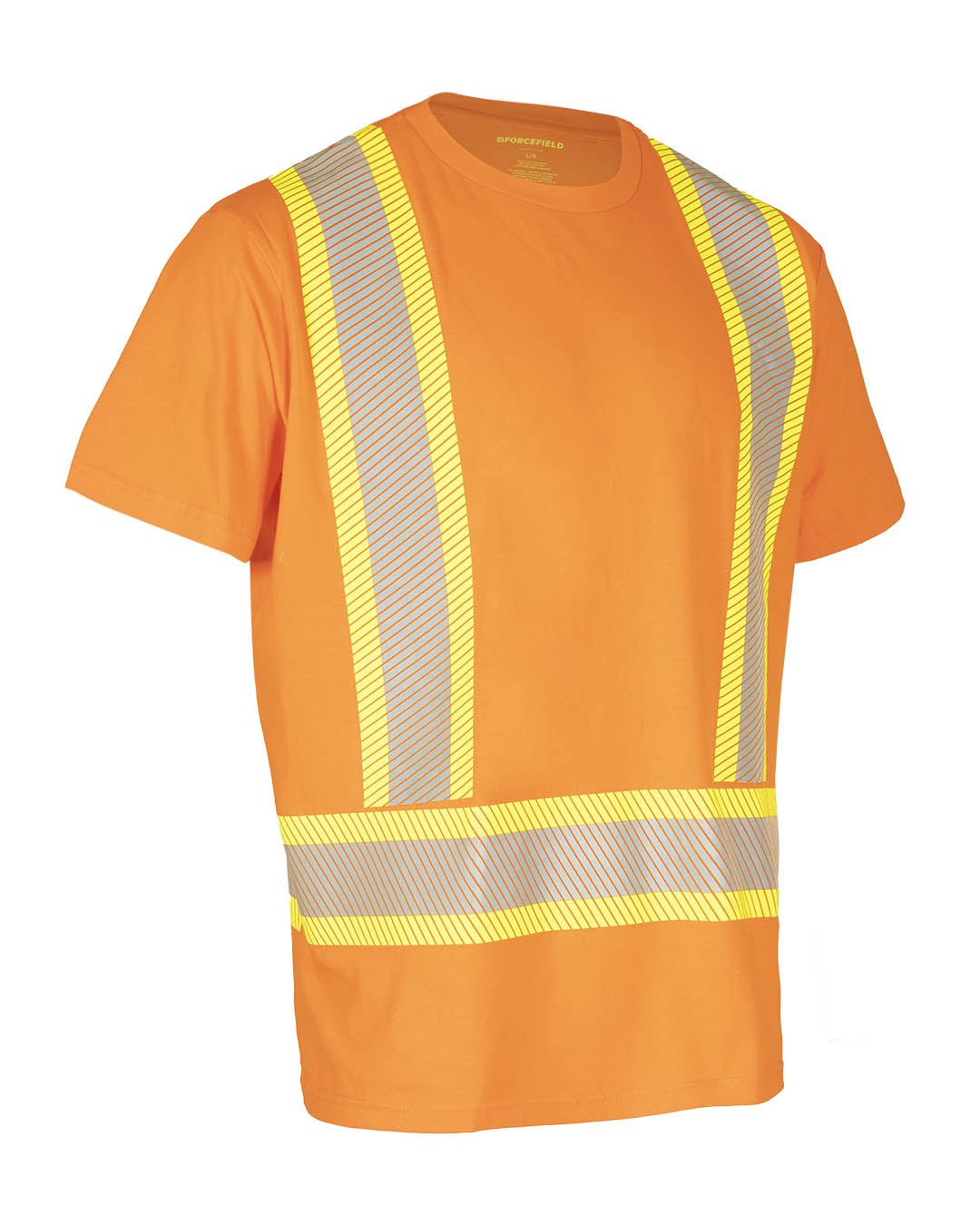 T-shirt de sécurité à manches courtes et col rond haute visibilité avec bande réfléchissante segmentée
