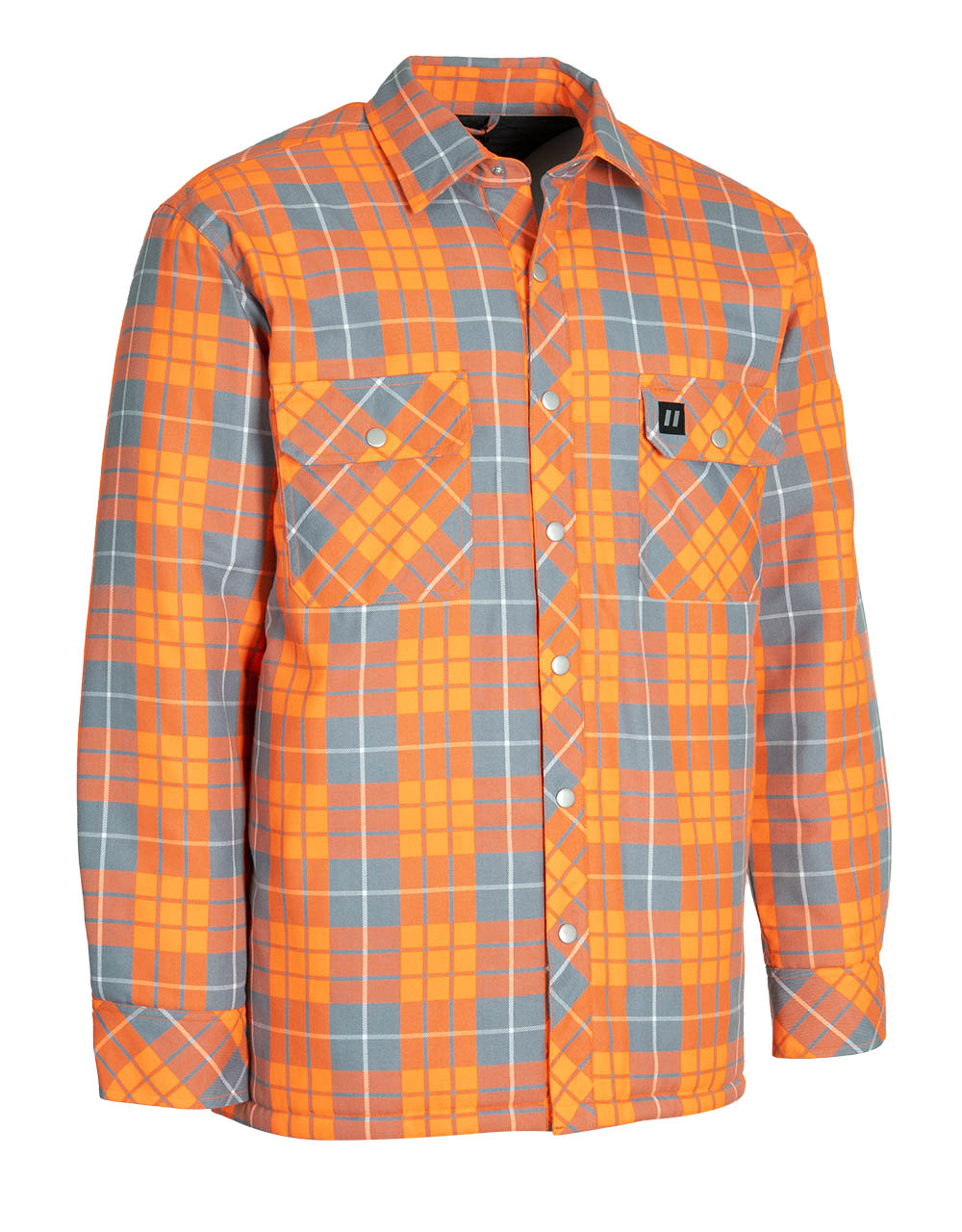 Veste chemise en flanelle matelassée à carreaux orange haute visibilité