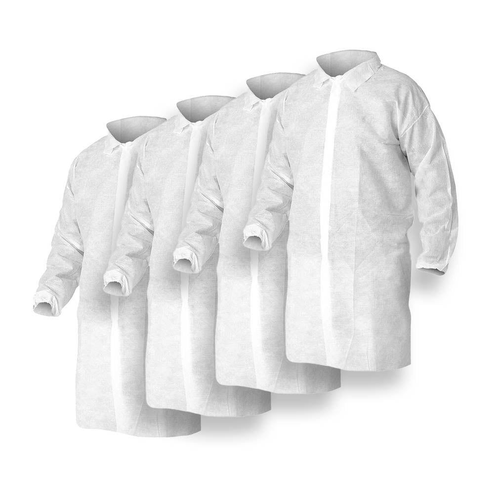 Blouse de laboratoire en polypropylène blanc, 25/paquet