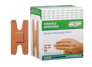 Fabric Bandages, Knuckle, 3.8 x 7.6 cm, Heavyweight, 50/Box