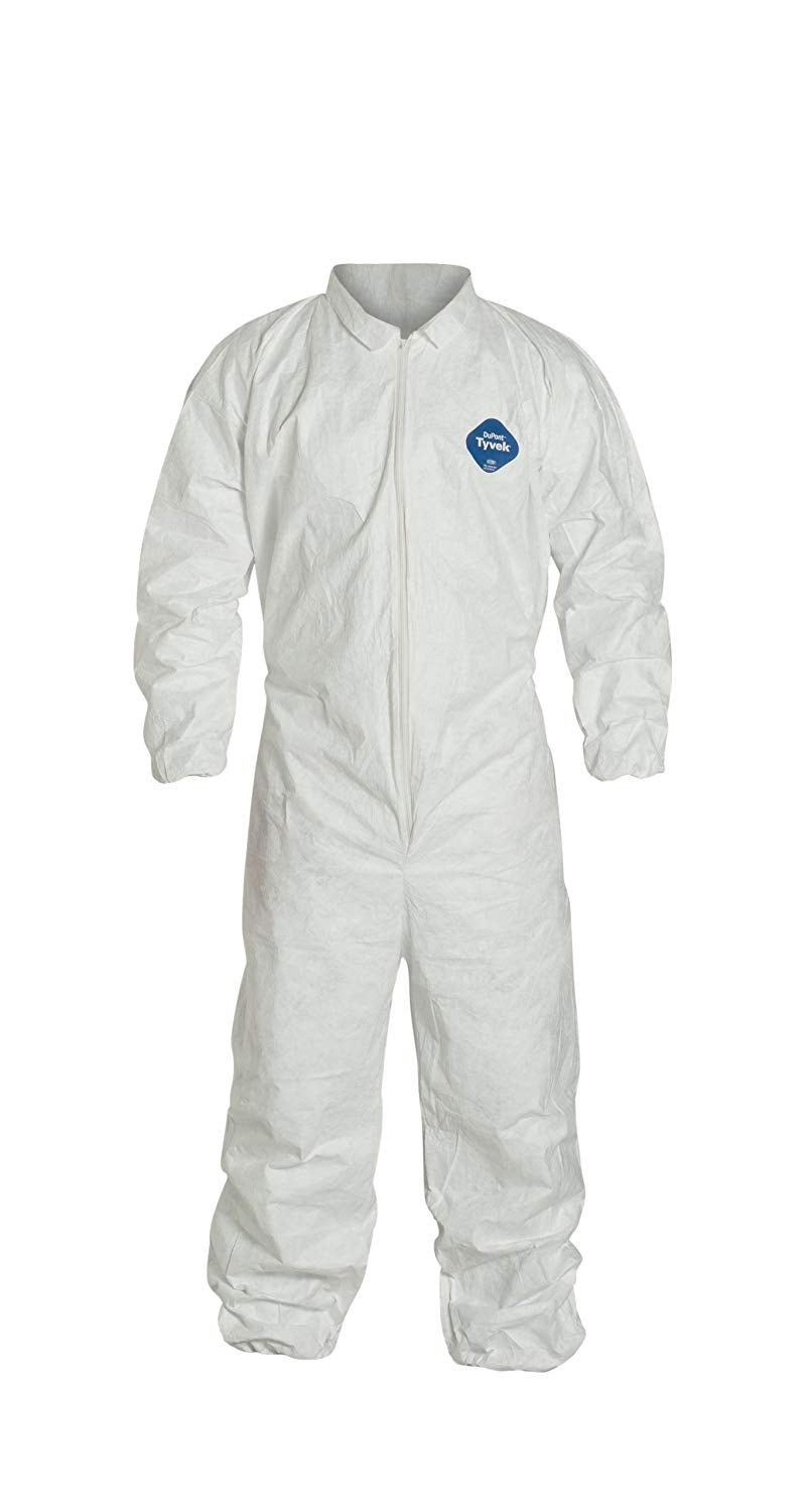 DuPont Tyvek 400 TY125S Protective Coverall, Disposable, Elastic Cuff, White,
