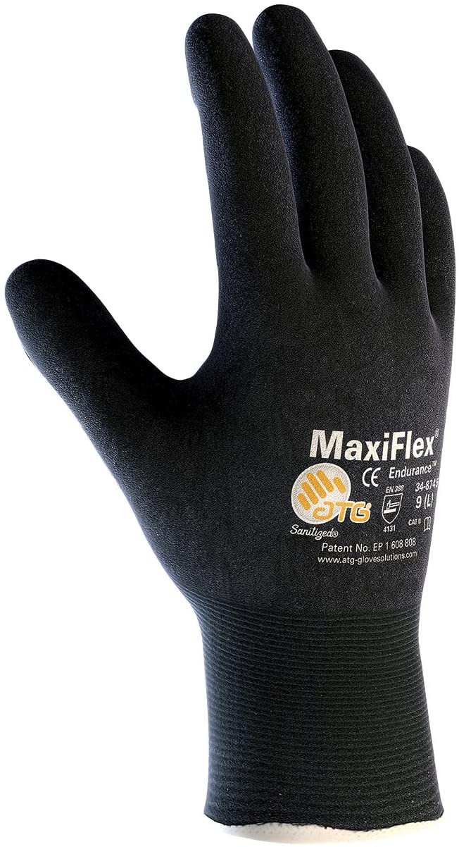 MaxiFlex Endurance 34-8745 Gant tricoté sans couture en nylon/lycra avec poignée en micro-mousse enduite de nitrile sur toute la main, paume à micro-points 