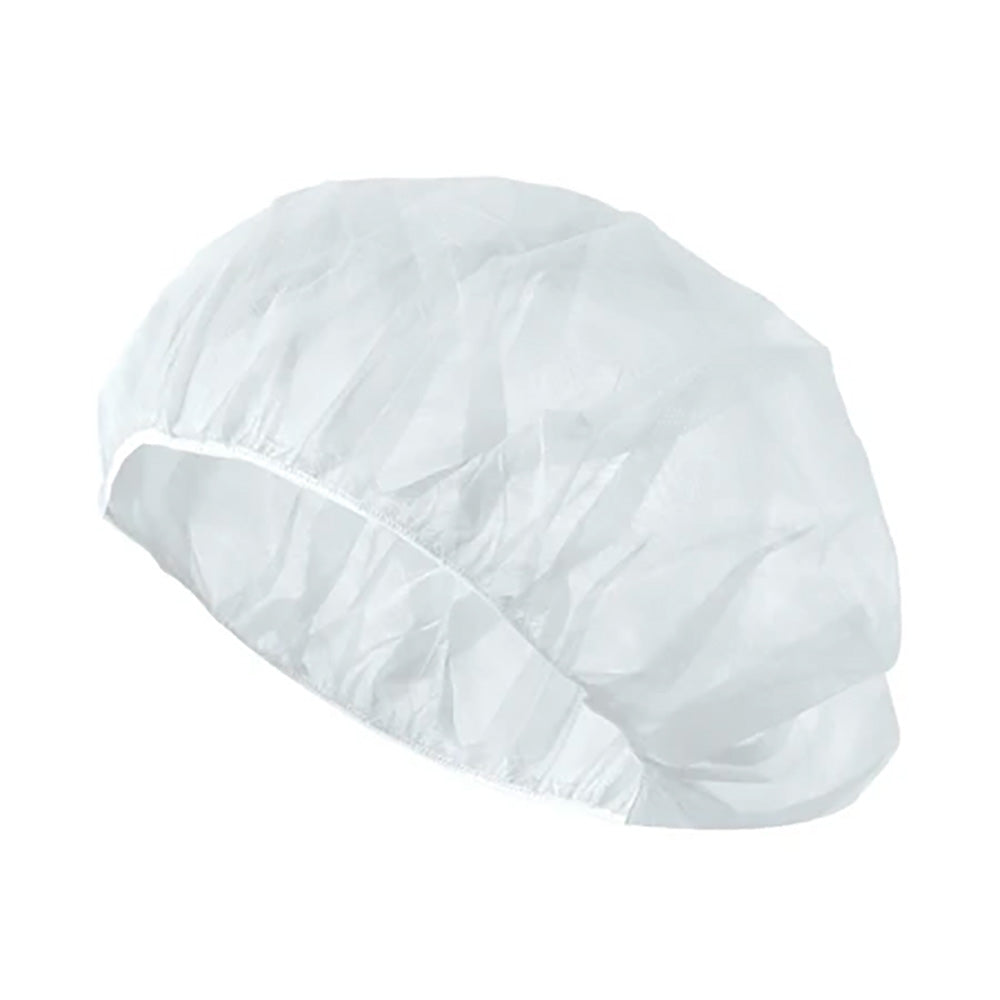 21" Folded Bouffant Caps, White Polypropylene, 100 per bag