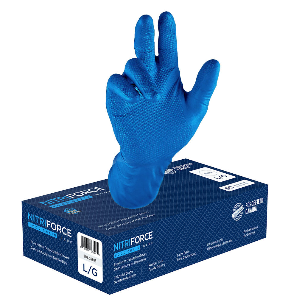 NitriForce Foodchain Textured Nitrile Disposable Gloves (Case of 500 Gloves)