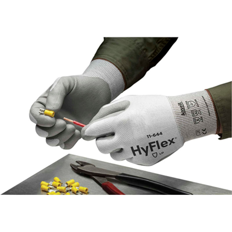 Gants de protection contre les coupures HyFlex®, Ansell 11-644, revêtement de paume en PU gris