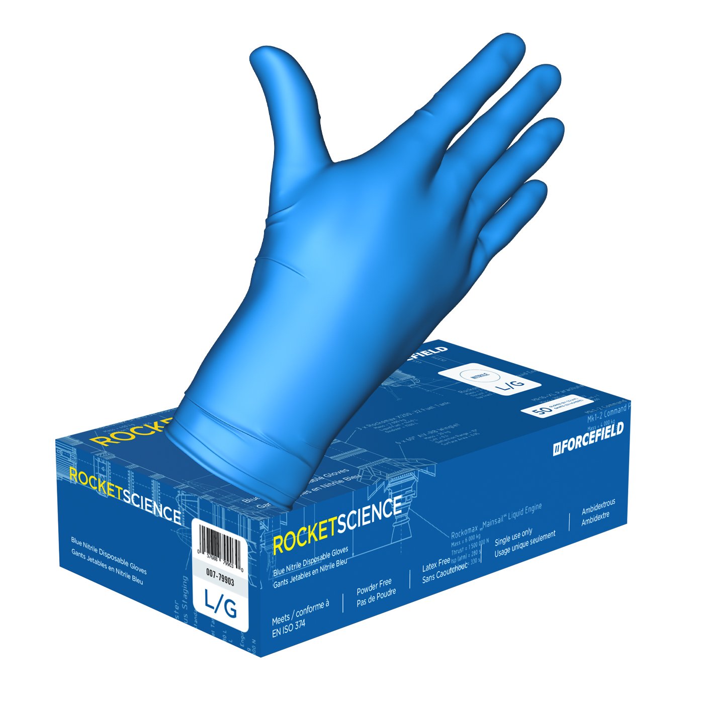 Rocket Science, Gants jetables en nitrile robustes (caisse de 500 gants)