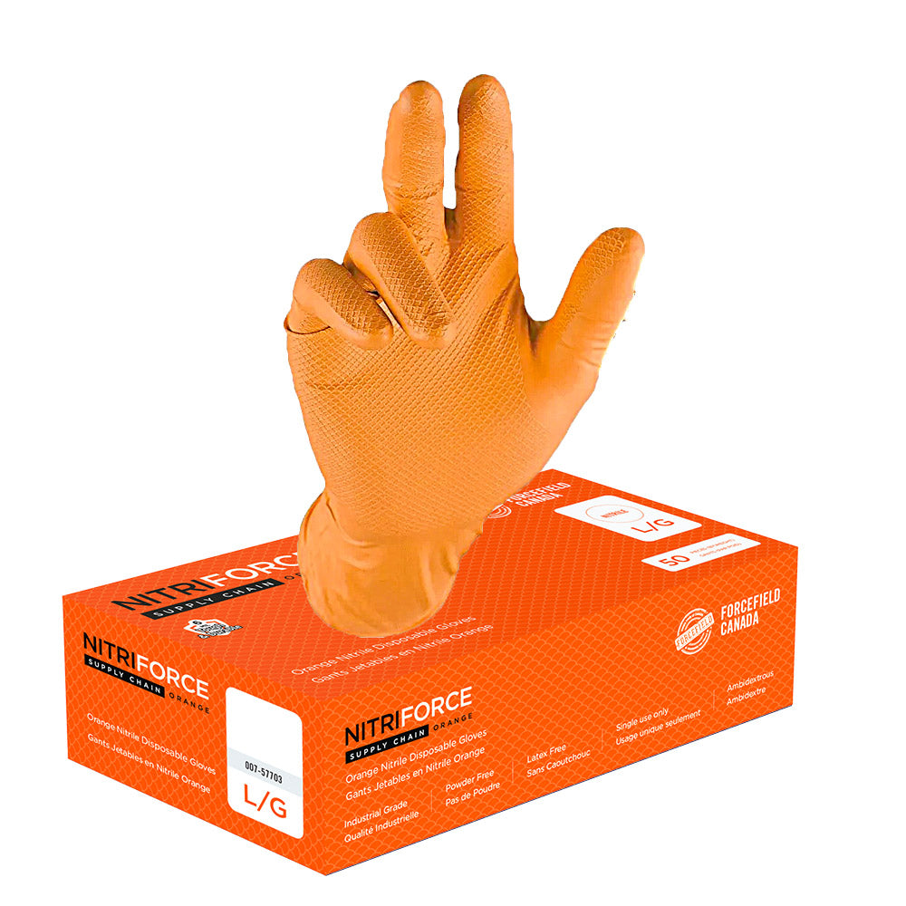 NitriForce Supply Chain Textured Nitrile Disposable Gloves (Case of 500 Gloves)