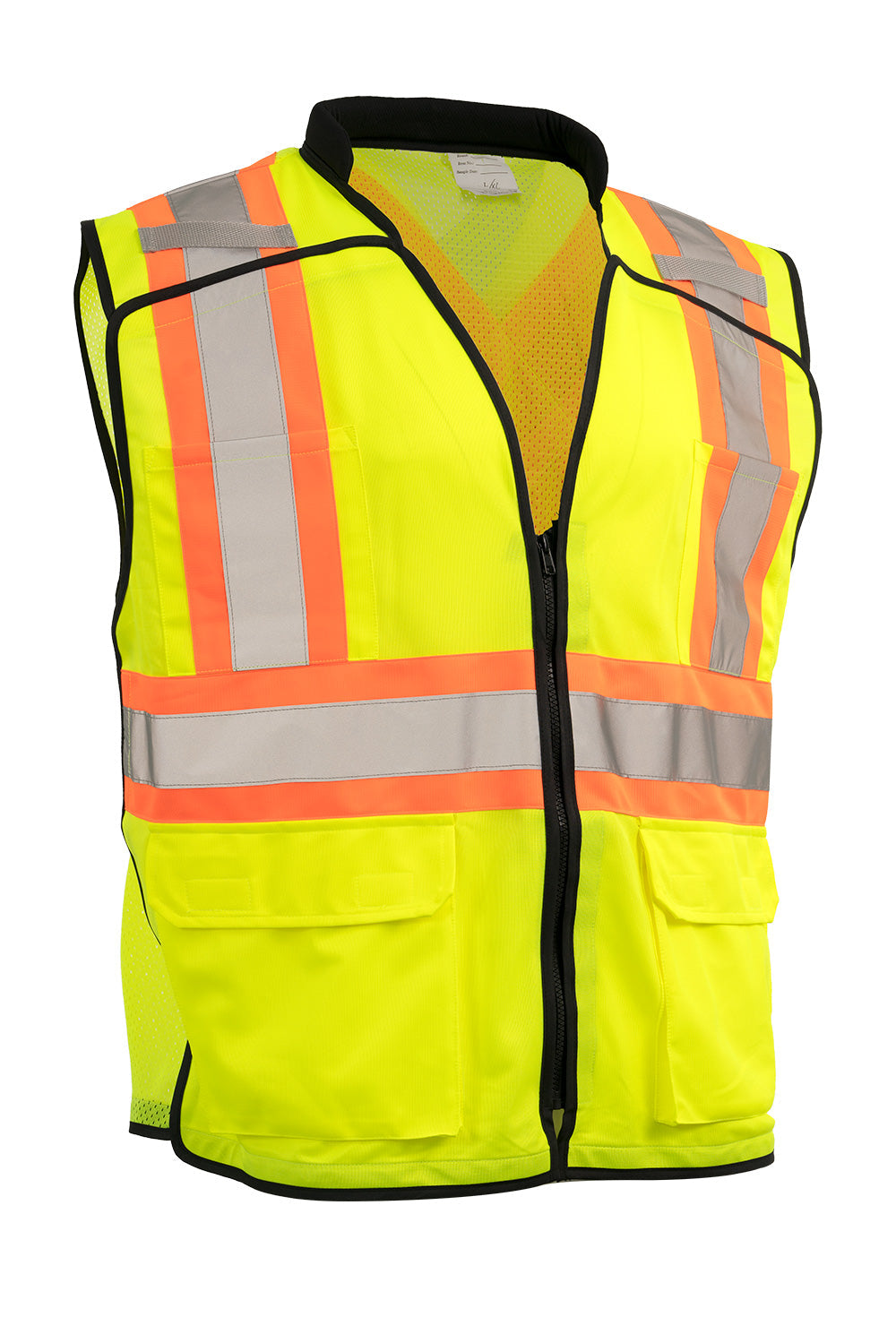 Zip-Up Hi Vis Traffic Safety Vest, 5 Point Tear-Away