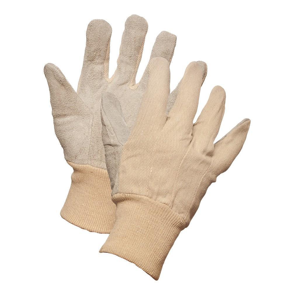 Canadian Quality Leather Palm Work Gloves with Knit Wrist - Hi Vis Safety